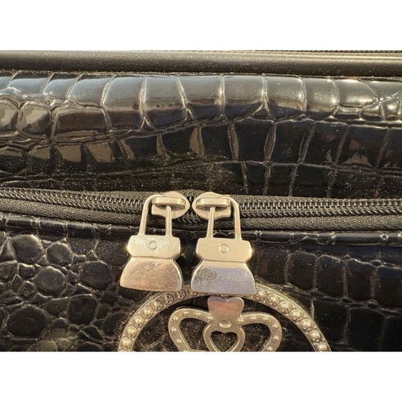 Kathy Van Zeeland Luggage Wheeled Travel Croco Black PVC 25" Added Cosmetics Bag - Picture 5 of 16